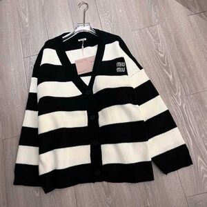 Miu Miu black and white striped cardigan